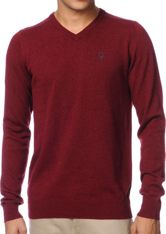 Dravus Detroit Dark Red V-Neck Sweater
