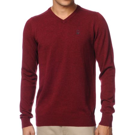 Dravus Detroit Dark Red V-Neck Sweater