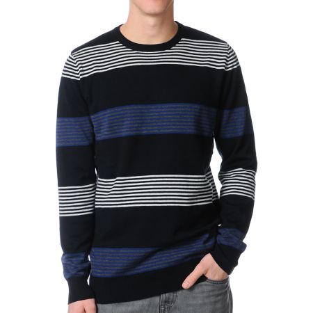 Empyre Boost Black Striped Crew Neck Sweater
