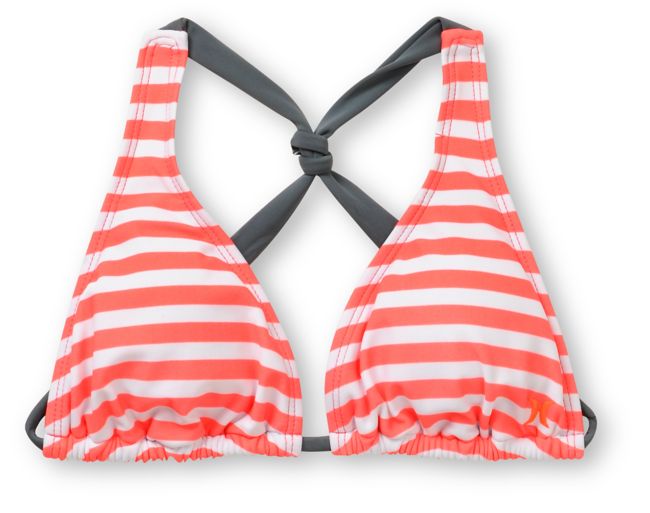 Hurley Line Drive Coral Stripe Halter Bikini Top