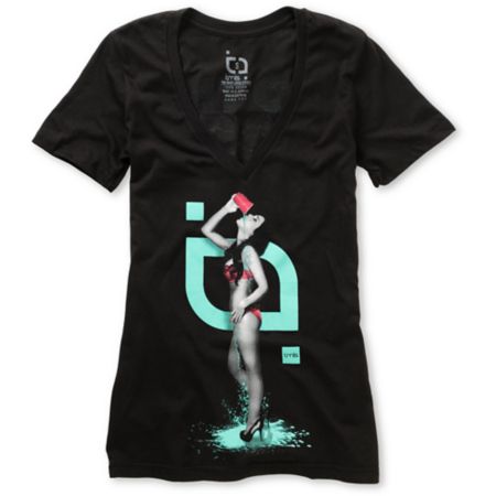 TMLS Girls To The Last Drop Black V-Neck Tee Shirt