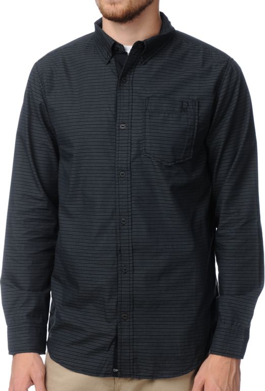Dravus Parallel Black Striped Long Sleeve Woven Shirt