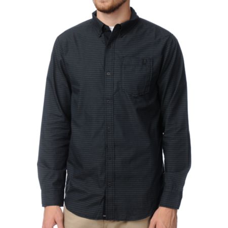 Dravus Parallel Black Striped Long Sleeve Woven Shirt 