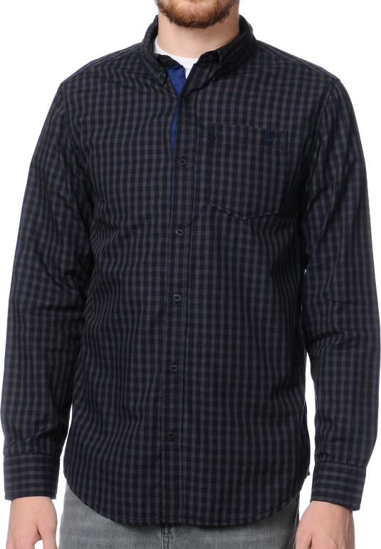 Dravus Check It Black Plaid Long Sleeve Woven Shirt