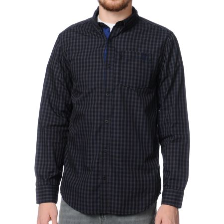 Dravus Check It Black Plaid Long Sleeve Woven Shirt