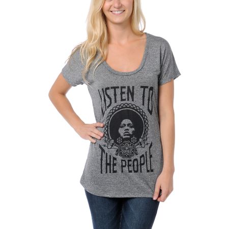 Obey Girls Listen To The People Mock Twist Tee Shirt