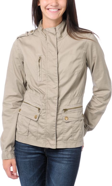 Angel Kiss Girls Khaki Lightweight Military Jacket
