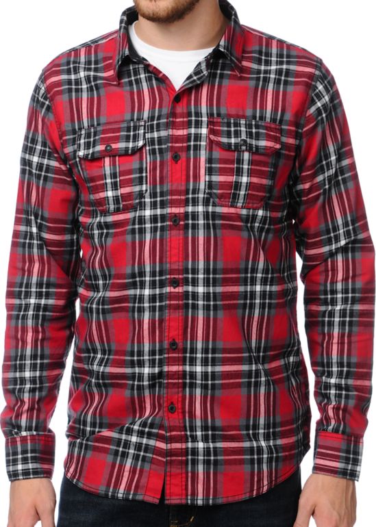Dravus Log Boom Red Plaid Long Sleeve Woven Shirt
