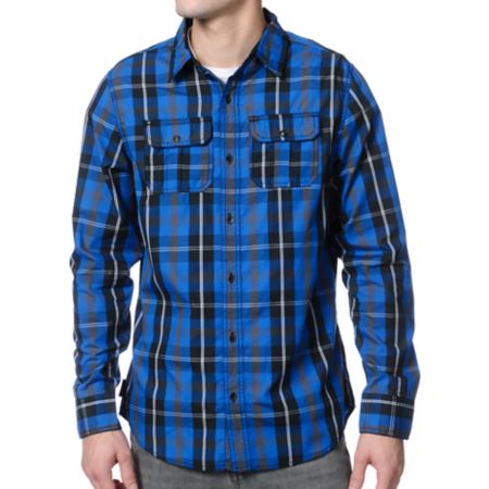 Empyre Shady Blue Plaid Button Up Shirt
