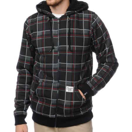 Empyre Grudge Black Plaid Sherpa Fleece Hoodie