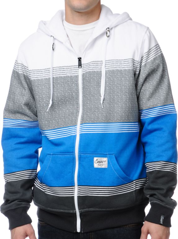 Empyre Camden Grey Striped Sherpa Fleece Hoodie