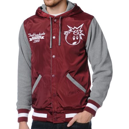 The Hundreds Reloaded 2 Heather Grey & Maroon Varsity Jacket