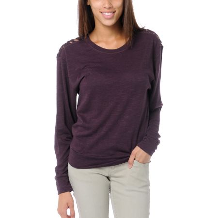 Empyre Girls Amelia Blackberry Purple Lace Top