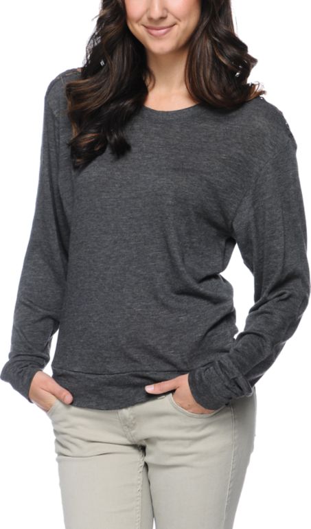 Empyre Girls Amelia Charcoal Lace Top