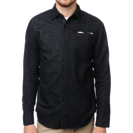 The Hundreds Drink Black Long Sleeve Flannel Shirt 