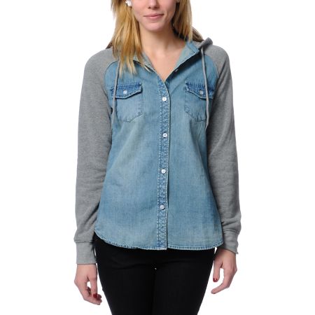 Empyre Girls Sycamore Hooded Denim Shirt
