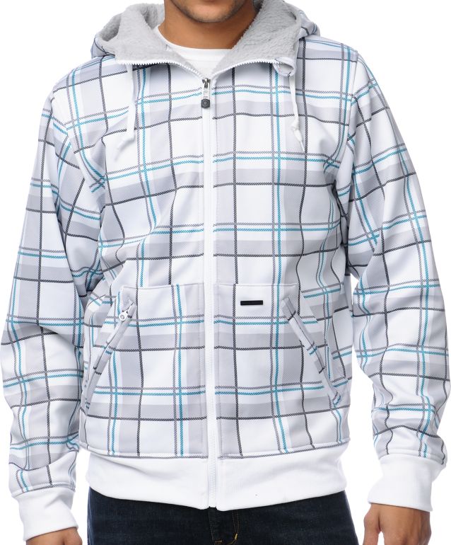 Empyre Willshire White Plaid Tech Fleece Jacket
