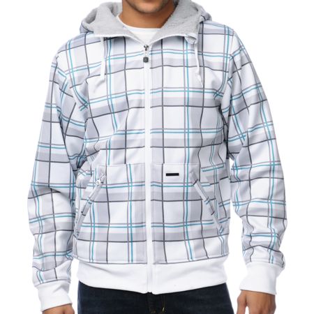 Empyre Willshire White Plaid Tech Fleece Jacket