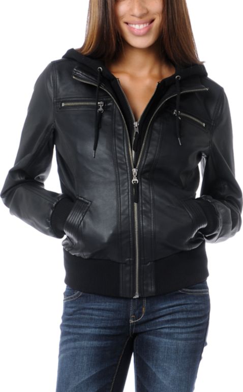 Empyre Girls Coven Black Hooded Bomber Jacket