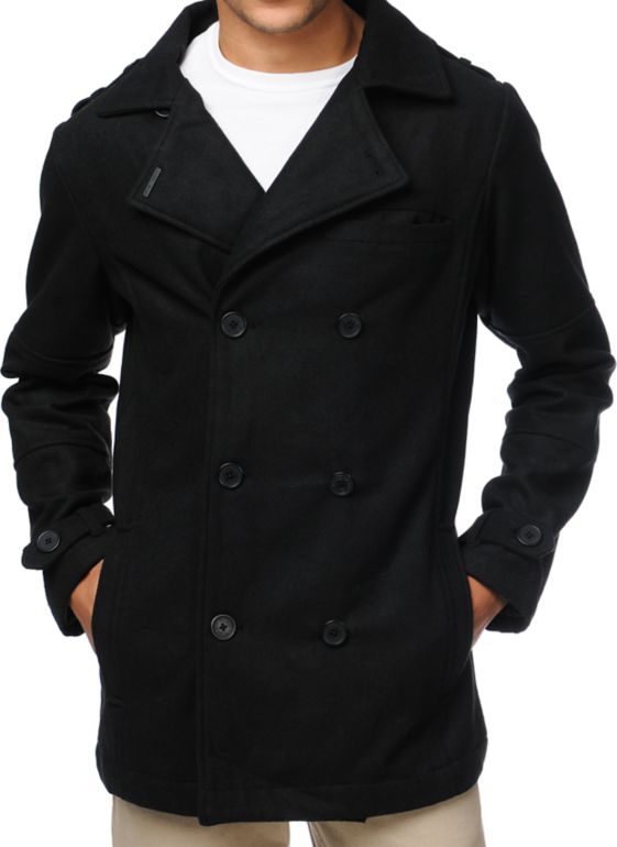 Empyre Mercer Black Wool Pea Coat