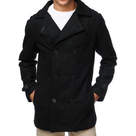 Empyre Mercer Black Wool Pea Coat
