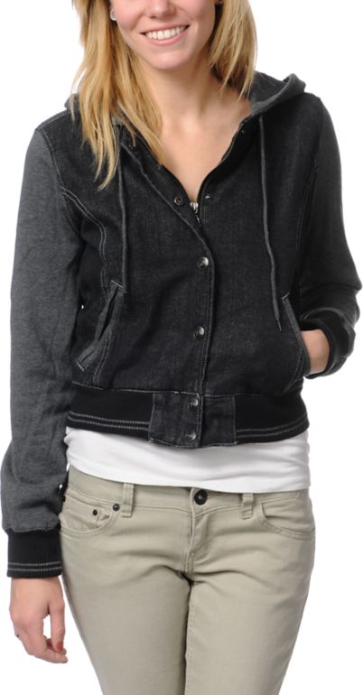 Dravus Girls Rambler Black Jean Varsity Jacket
