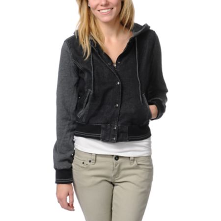 Dravus Girls Rambler Black Jean Varsity Jacket