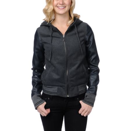 Dravus Girls Brighton Charcoal Grey Varsity Jacket