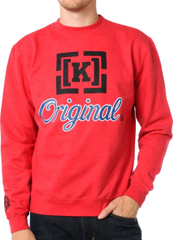 KR3W Original 3 Red Crew Neck Sweatshirt