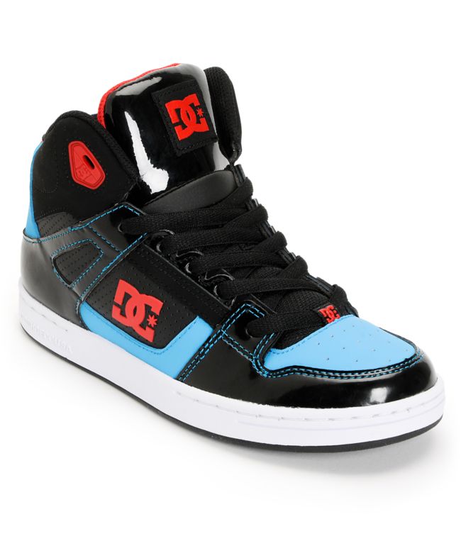 DC Boys Rebound Hi Black, Red, & Turquoise Skate Shoe