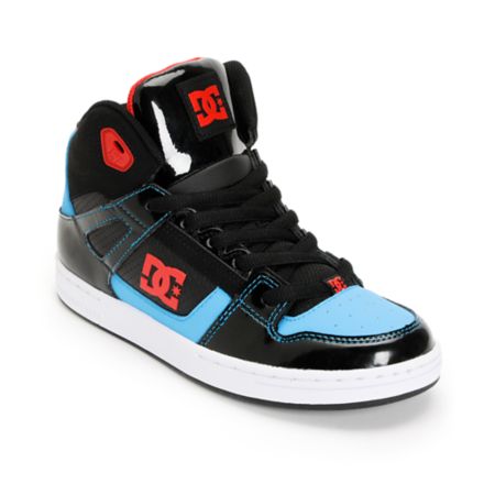 DC Boys Rebound Hi Black, Red, & Turquoise Skate Shoe