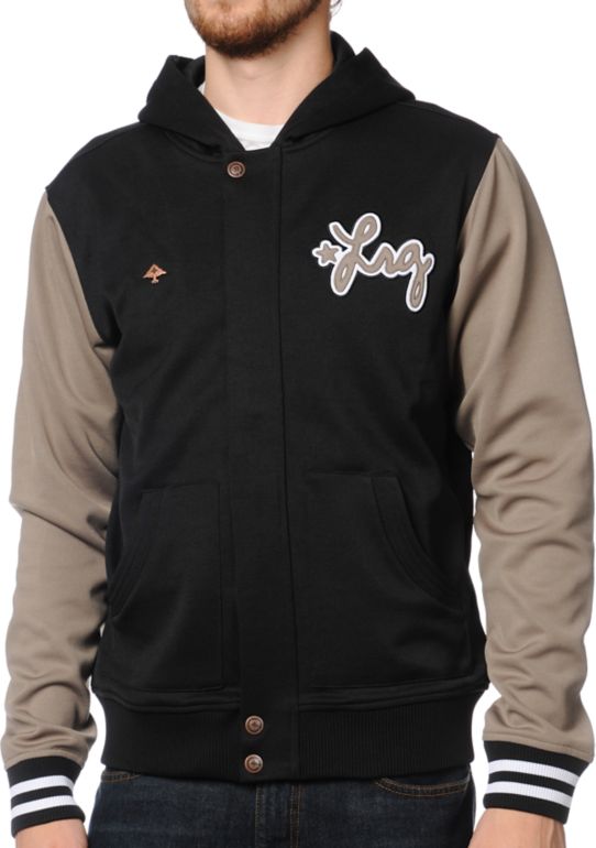 LRG Ground Up Black & Light Brown Hooded Track Jacket