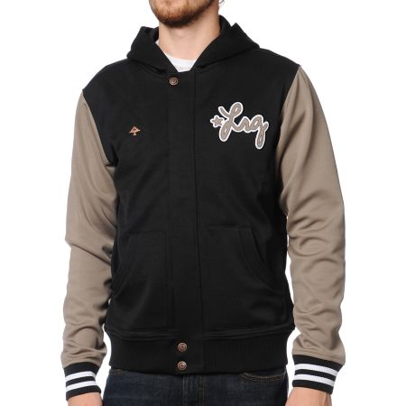 LRG Ground Up Black & Light Brown Hooded Track Jacket
