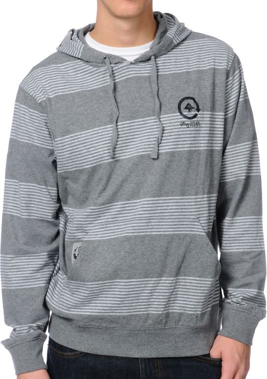 LRG CC Heather Grey Stripe Hooded Shirt