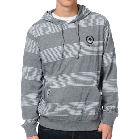 LRG CC Heather Grey Stripe Hooded Shirt