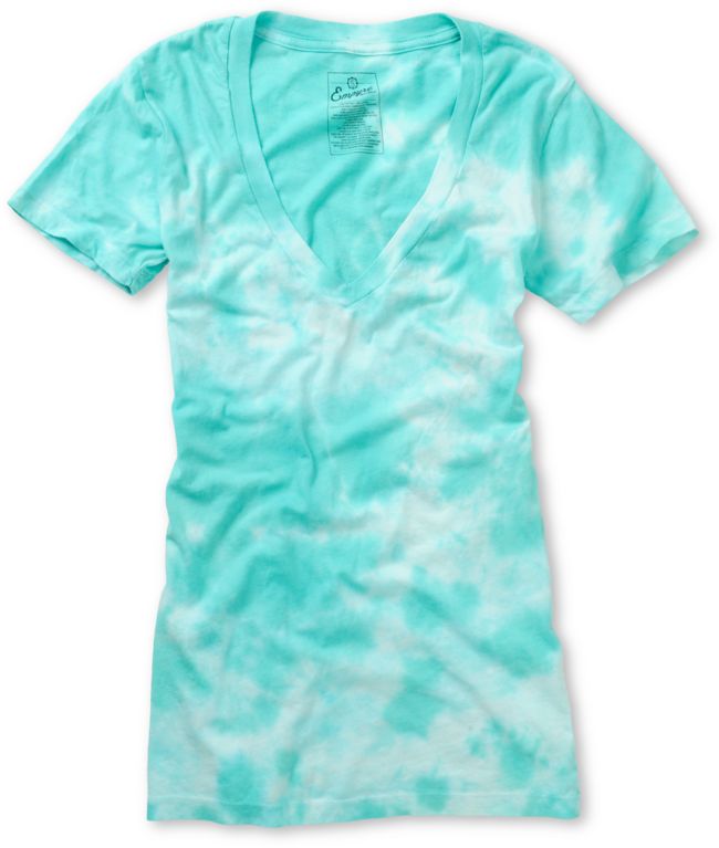 Empyre Girls Pool Green Tie Dye V-Neck Tee Shirt