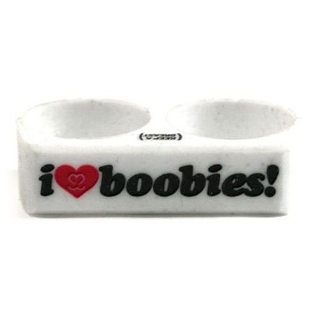 Keep A Breast White I Love Boobies Ring