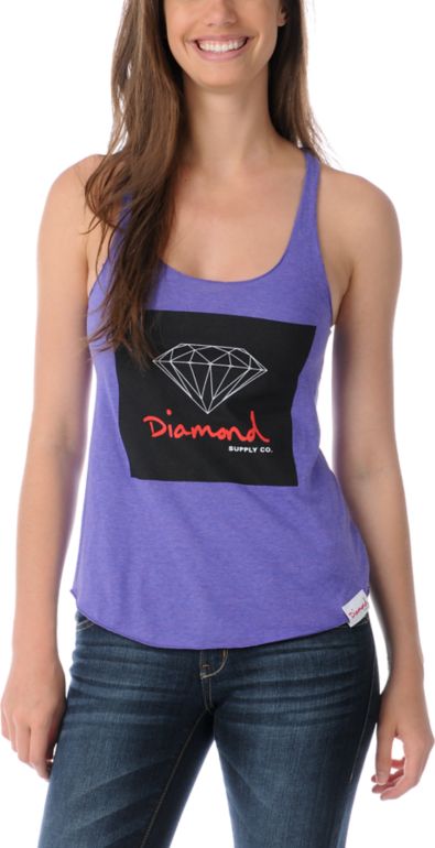 Diamond Supply Girls OG Sign Purple Tank Top