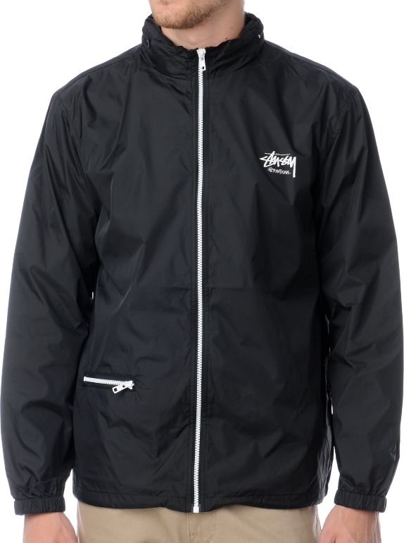 Stussy Stock Black Hooded Windbreaker