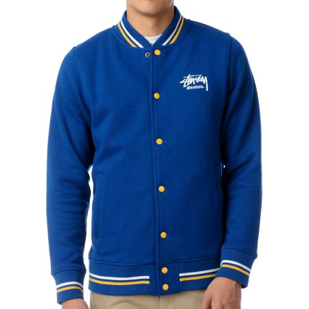 Stussy Blue Fleece Varsity Jacket
