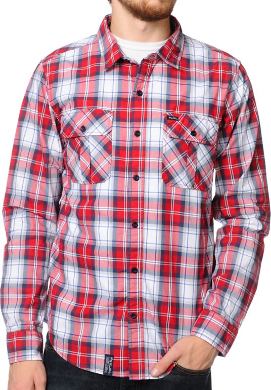 LRG Hows It Growing Red Woven Button Up Shirt