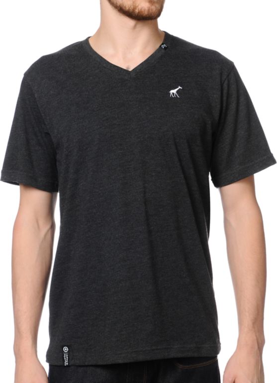 LRG CC Solid Charcoal Grey V-Neck Tee Shirt