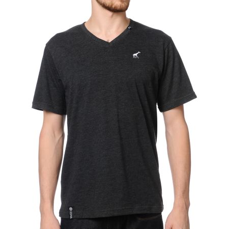 LRG CC Solid Charcoal Grey V-Neck Tee Shirt