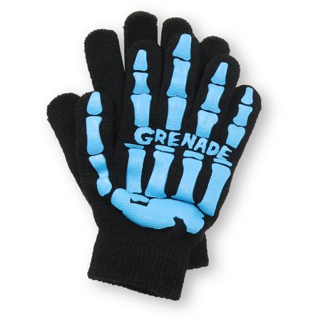 Grenade Skull Black & Blue Gloves