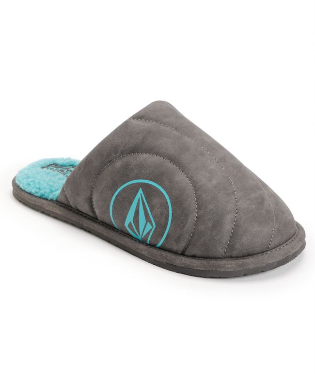 Volcom Girls Slacker Grey & Teal Slippers