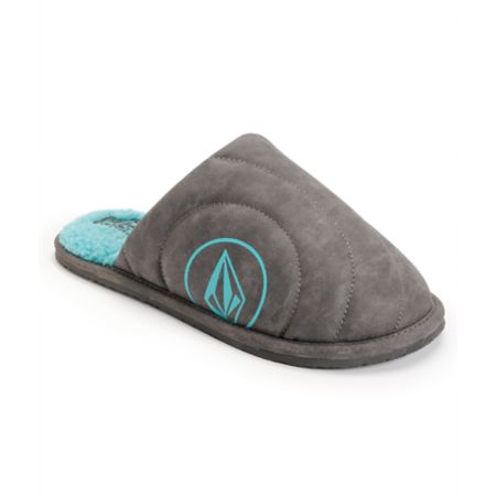 Volcom Girls Slacker Grey & Teal Slippers