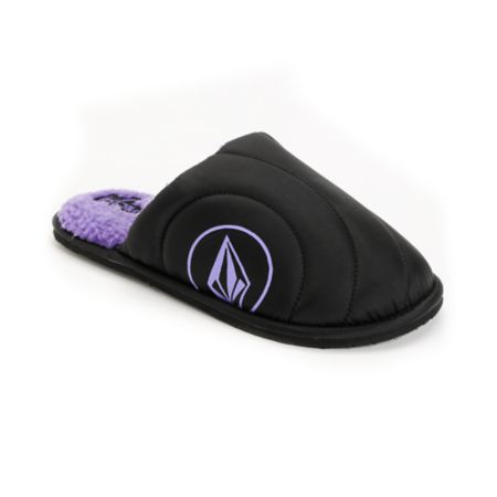Volcom Girls Slacker Black & Purple Slippers