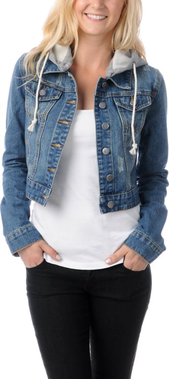 Thread and Supply Cropped Hooded Jean Jacket