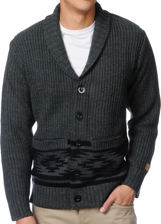 Obey Tok Charcoal Cardigan Sweater