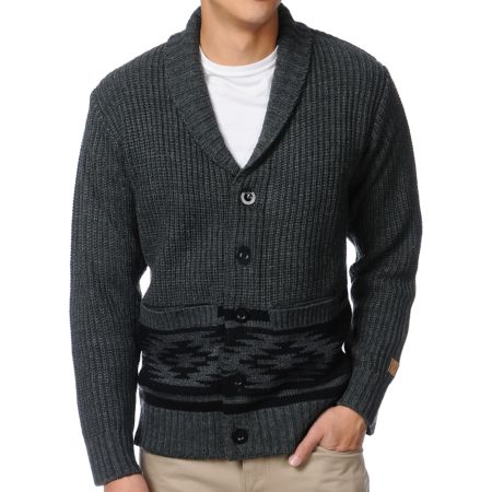 Obey Tok Charcoal Cardigan Sweater